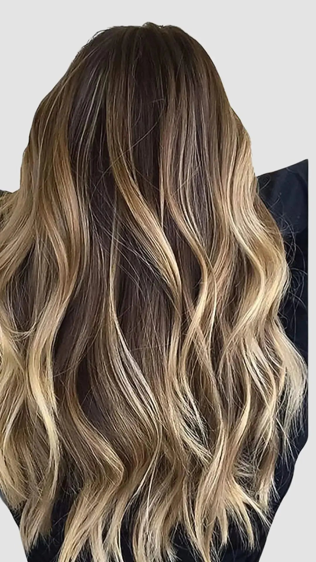 Halo Extensions – Djup Brun Balayage med Varma Blonda Skiftningar, #4/26/4