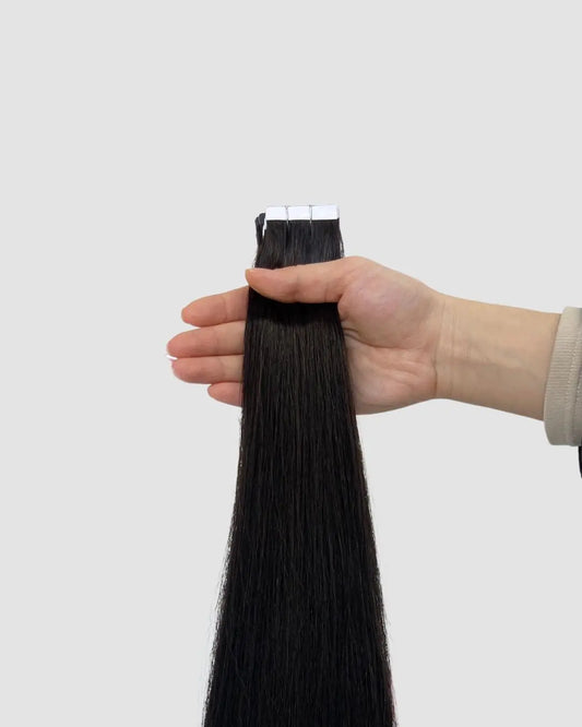 Tape-in Extensions – Naturlig Svartbrun #1B