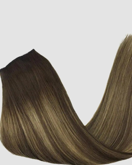 Halo Extensions  – Djup Brun Balayage med Karamell,#4/27/4