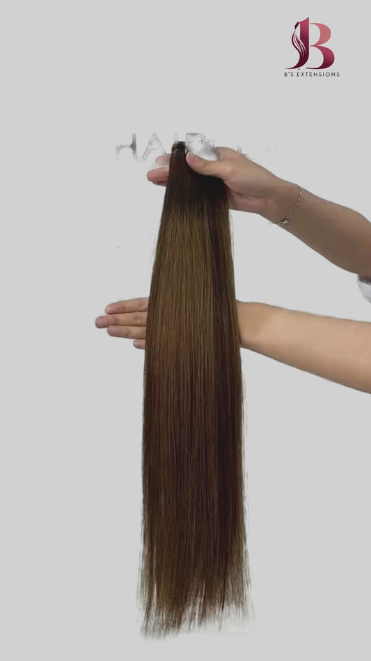 Genius weft, Naturlig Mörkbrun Balayage R2-4/8