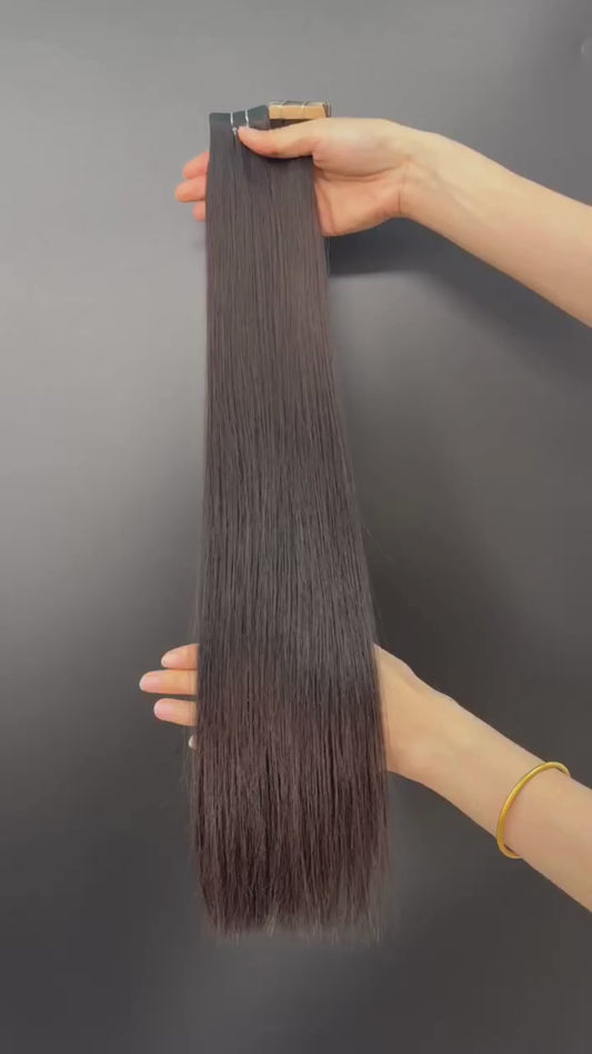 Tape-in Extensions – Naturlig Svartbrun #1B
