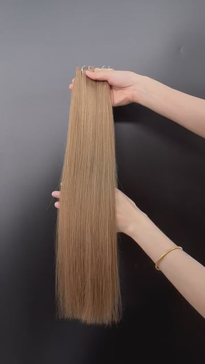 Tape-in Extensions, Naturlig Varm Kopparbrun #8