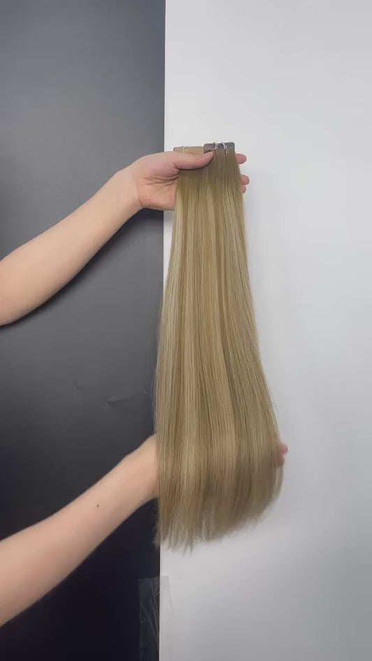 Tape-in Extensions, Naturlig Varm Beige Blond IV